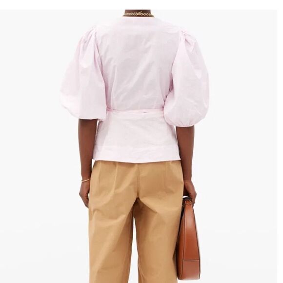 Ganni Pink Puff Sleeve Top - Picture 3 of 11